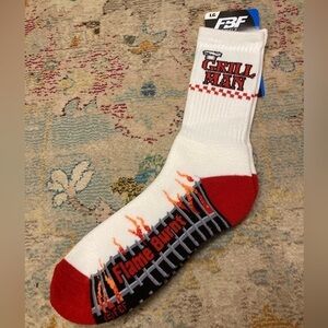 Mens NWT FBF Originals White And Red Grill Mans Socks Size Large